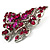 Fuchsia Crystal Filigree Butterfly Brooch (Silver Tone) - view 6