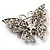 Fuchsia Crystal Filigree Butterfly Brooch (Silver Tone) - view 7