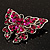 Fuchsia Crystal Filigree Butterfly Brooch (Silver Tone) - view 8