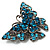 Azure Blue Crystal Filigree Butterfly Brooch (Silver Tone) - view 4