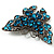 Azure Blue Crystal Filigree Butterfly Brooch (Silver Tone) - view 5