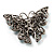 Azure Blue Crystal Filigree Butterfly Brooch (Silver Tone) - view 7