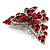 Hot Red Crystal Filigree Butterfly Brooch (Silver Tone) - view 7