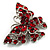 Hot Red Crystal Filigree Butterfly Brooch (Silver Tone) - view 5