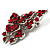 Hot Red Crystal Filigree Butterfly Brooch (Silver Tone) - view 8