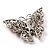 Hot Red Crystal Filigree Butterfly Brooch (Silver Tone) - view 9