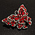 Hot Red Crystal Filigree Butterfly Brooch (Silver Tone) - view 4