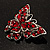 Hot Red Crystal Filigree Butterfly Brooch (Silver Tone) - view 10