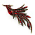 Burgundy Red Exotic Crystal Fire-Bird Brooch (Bronze Tone) - view 2