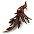 Burgundy Red Exotic Crystal Fire-Bird Brooch (Bronze Tone)