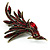 Burgundy Red Exotic Crystal Fire-Bird Brooch (Bronze Tone) - view 7