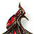 Burgundy Red Exotic Crystal Fire-Bird Brooch (Bronze Tone) - view 4
