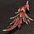Burgundy Red Exotic Crystal Fire-Bird Brooch (Bronze Tone) - view 3