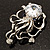 CZ Octopus Crystal Brooch (Silver Tone) - view 9