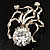 CZ Octopus Crystal Brooch (Silver Tone) - view 2