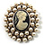Simulated Pearl Crystal Cameo Brooch (Silver Tone) - view 1