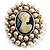 Simulated Pearl Crystal Cameo Brooch (Silver Tone) - view 3