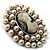 Simulated Pearl Crystal Cameo Brooch (Silver Tone) - view 4