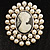 Simulated Pearl Crystal Cameo Brooch (Silver Tone) - view 6