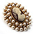 Simulated Pearl Crystal Cameo Brooch (Gold Tone) - view 2