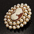 Simulated Pearl Crystal Cameo Brooch (Gold Tone) - view 4