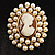 Simulated Pearl Crystal Cameo Brooch (Gold Tone) - view 5