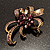 Purple Crystal Bow Corsage Brooch (Antique Gold Tone) - view 4