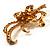 Amber Coloured Crystal Bow Corsage Brooch (Gold Tone) - view 5