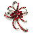 Hot Red Crystal Bow Corsage Brooch (Silver Tone) - view 5