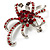 Hot Red Crystal Bow Corsage Brooch (Silver Tone) - view 3