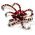 Hot Red Crystal Bow Corsage Brooch (Silver Tone) - view 6