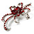 Hot Red Crystal Bow Corsage Brooch (Silver Tone) - view 4