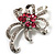 Pink Crystal Bow Corsage Brooch (Silver Tone) - view 5