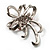 Pink Crystal Bow Corsage Brooch (Silver Tone) - view 7