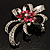 Pink Crystal Bow Corsage Brooch (Silver Tone) - view 8