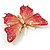 Oversized Gold Pink Enamel Butterfly Brooch - view 8