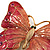 Oversized Gold Pink Enamel Butterfly Brooch - view 5