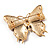 Oversized Gold Pink Enamel Butterfly Brooch - view 6