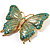 Oversized Gold Turquoise Enamel Butterfly Brooch - view 3