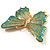 Oversized Gold Turquoise Enamel Butterfly Brooch - view 5