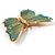 Oversized Gold Turquoise Enamel Butterfly Brooch - view 6