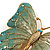Oversized Gold Turquoise Enamel Butterfly Brooch - view 7
