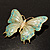 Oversized Gold Turquoise Enamel Butterfly Brooch - view 9