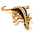 Gold Plated Crystal Enamel Lizard Brooch - view 3