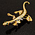 Gold Plated Crystal Enamel Lizard Brooch - view 10