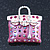 Pink Crystal Designer Bag Brooch (Silver Tone) - 30mm Length - view 2