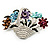 Fancy Enamel Multicoloured Flower Basket Brooch (Silver Tone) - view 1
