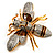 Oversized Gold Diamante Bee Brooch - view 2