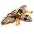 Oversized Gold Diamante Bee Brooch - view 7