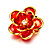 Small Pale Red Acrylic Floral Brooch (Gold Tone) - view 8